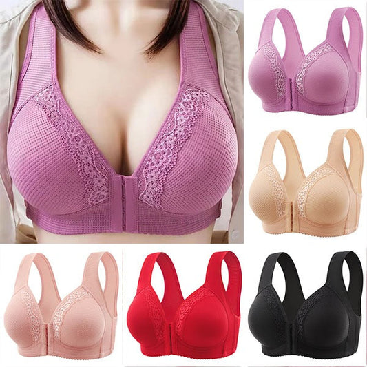 【1+1 Gratuito】Traspirante - Reggiseno plus size allacciato sul davanti con cerchi non in acciaio