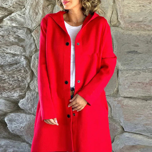 🔥Autunno-nuovi arrivi-40% di sconto🔥Cappotto monopetto con cappuccio da donna