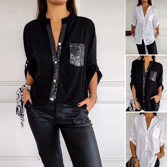 🤩2024 Nuovo top casual con paillettes patchwork🤩