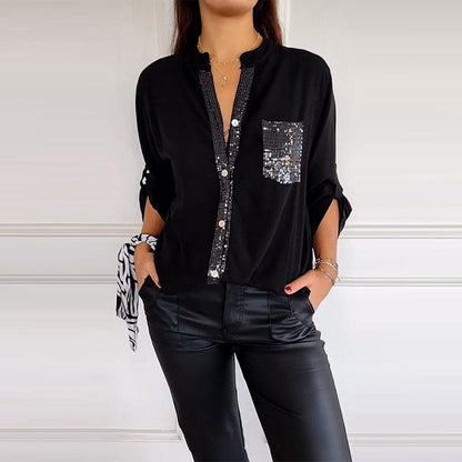 🤩2024 Nuovo top casual con paillettes patchwork🤩